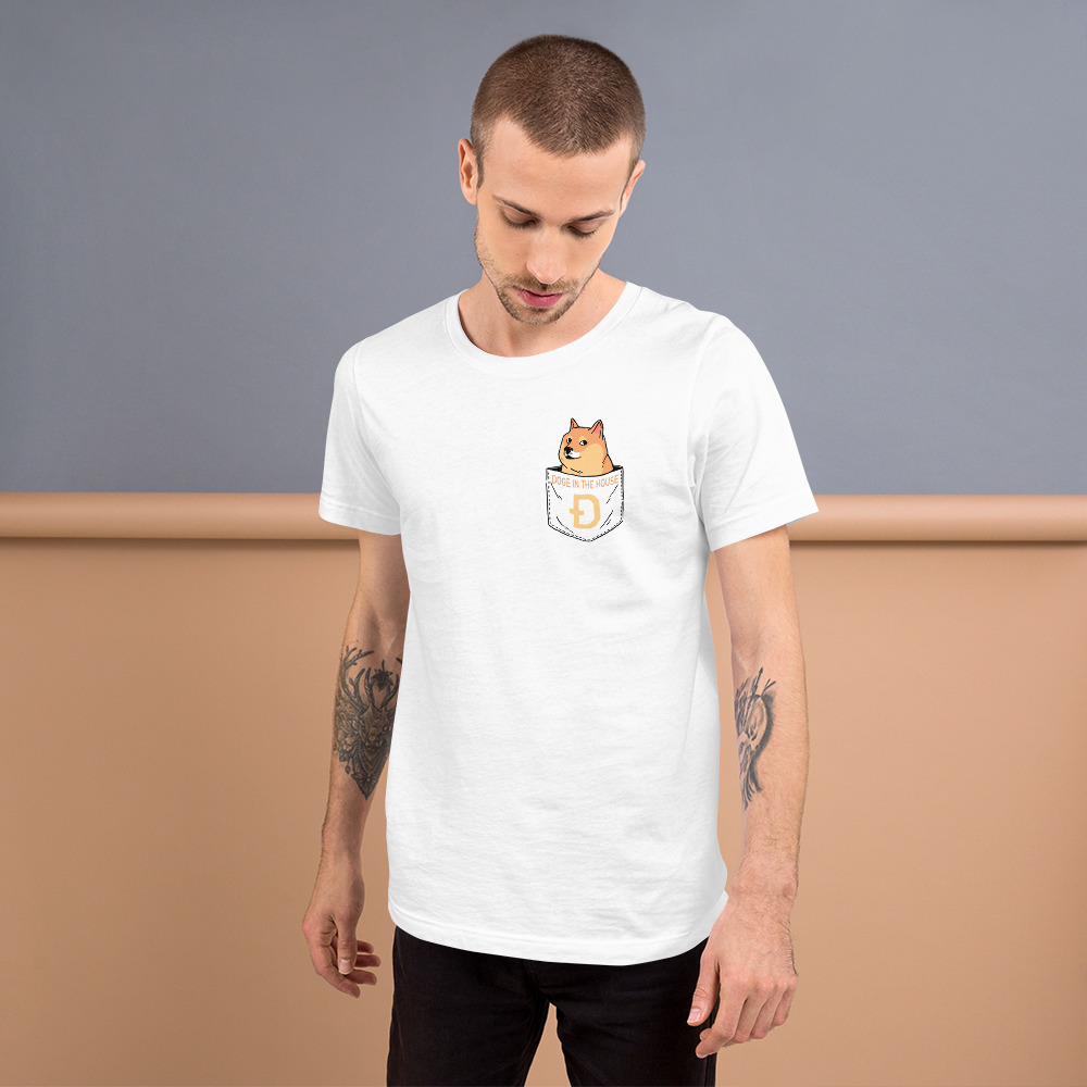 Dogecoin in Pocket – Short-Sleeve Unisex T-Shirt