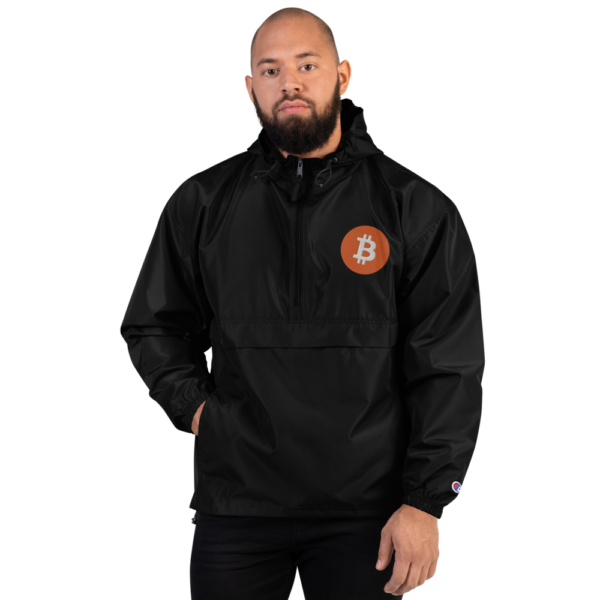 embroidered champion packable jacket black front 60c4c045123f9