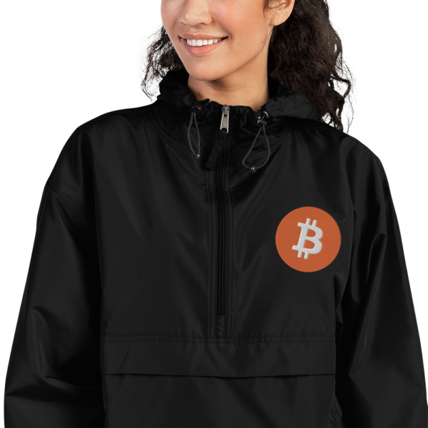 embroidered champion packable jacket black zoomed in 60c4c045122f0