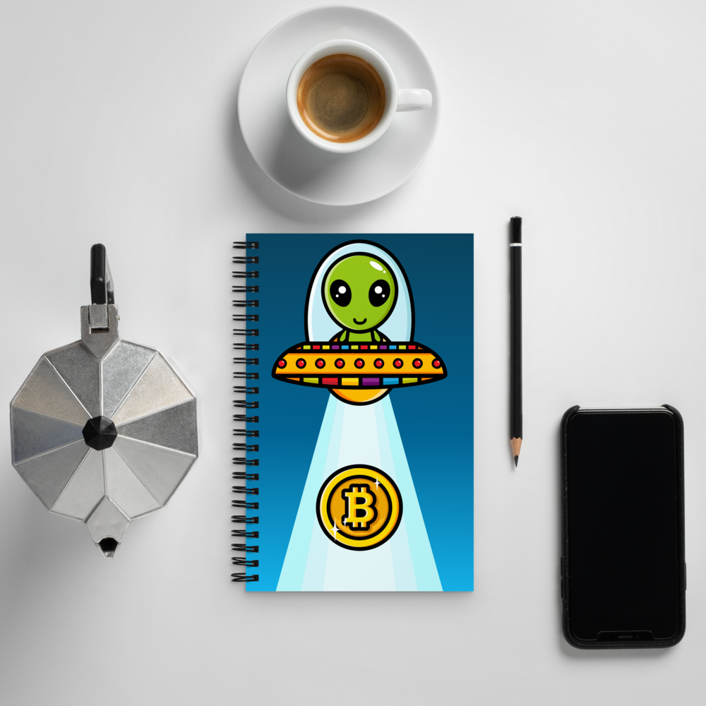 UFO Steals Bitcoin – Spiral notebook