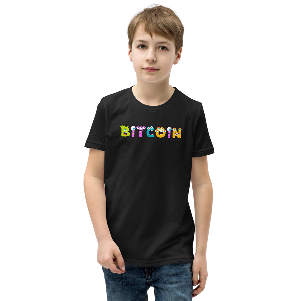 Bitcoin Monsters Alphabet – Youth Short Sleeve T-Shirt