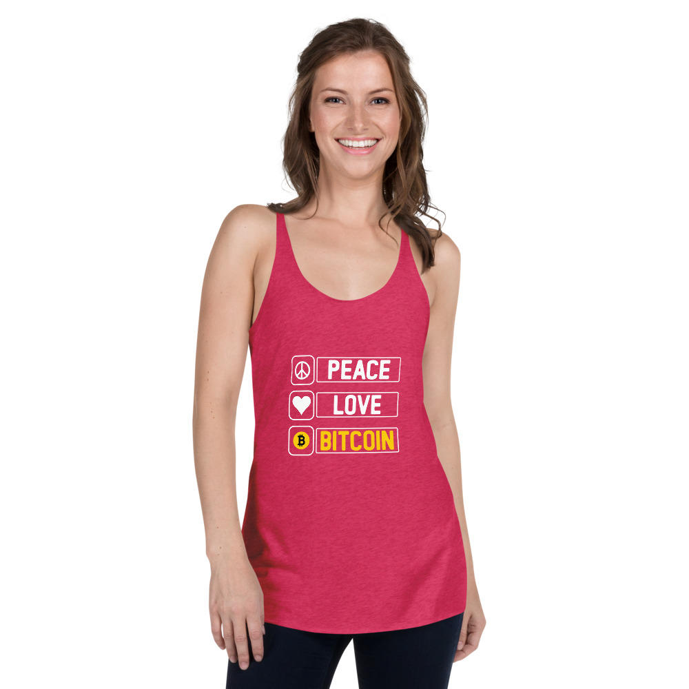 Peace, Love, Bitcoin – Women’s Racerback Tank