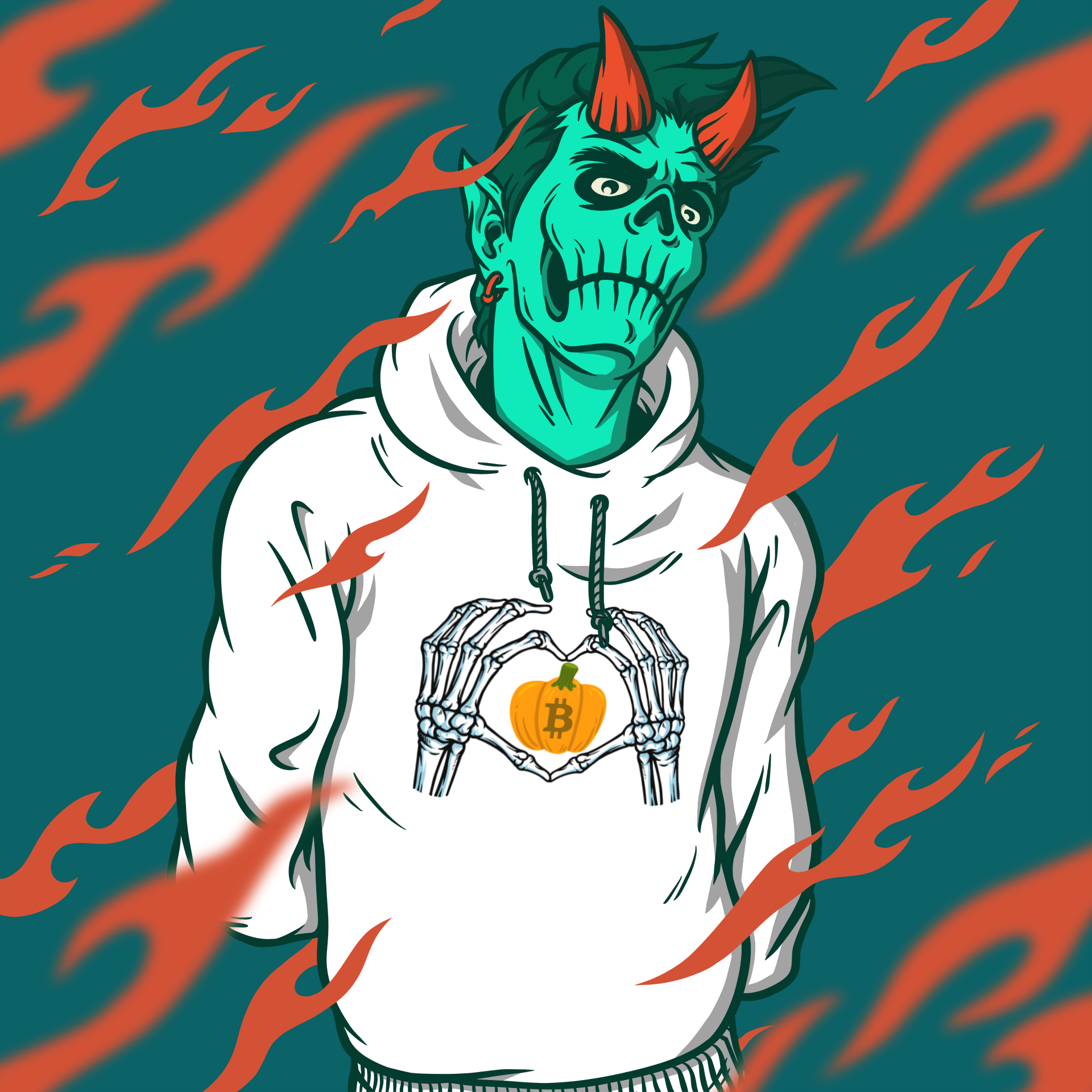 illustrated mockup of a fierce demon wearing a hoodie m805