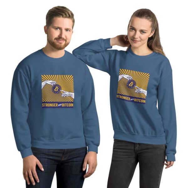 unisex crew neck sweatshirt indigo blue front 64d3ffdeb2745