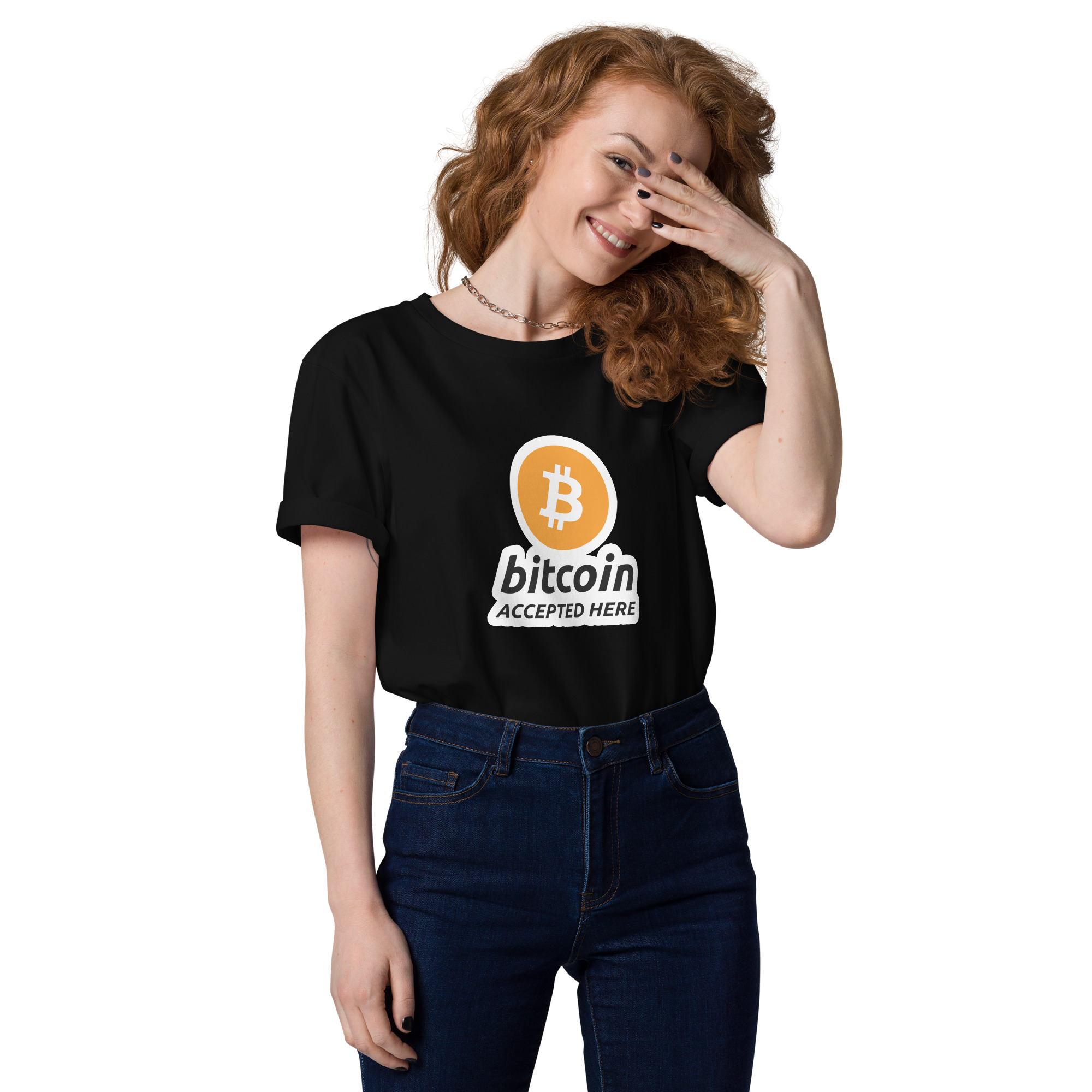 Bitcoin Accepted Here – Unisex organic cotton t-shirt