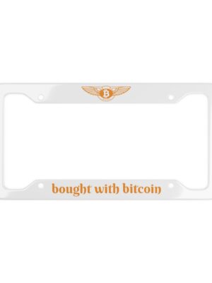 Bought with Bitcoin - License Plate Frame with Bentley Bitcoin Logo