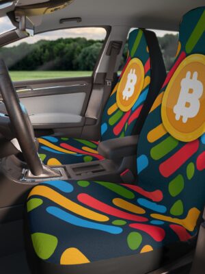 Bitcoin Logo with Colorful lines - Car Seat Covers